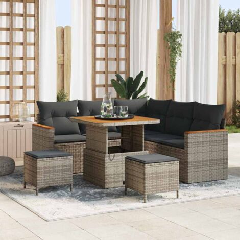 Set Divano da Giardino con cuscino 8 pcs Grigio Poly Rattan vidaXL (1/5)