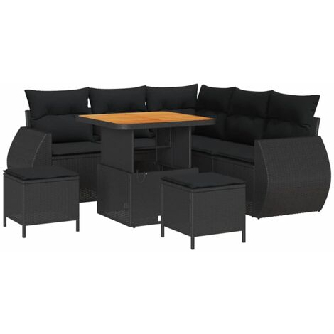 Set Divano da Giardino con cuscino 8 pcs Nero polyrattan vidaXL (1/5)
