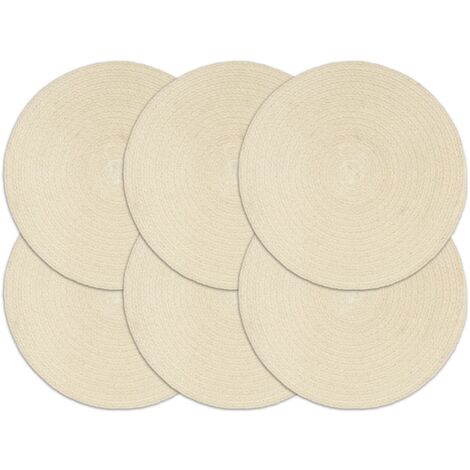 vidaXL Tovagliette 6 pz Naturale Neutro 38 cm Rotonde in Cotone