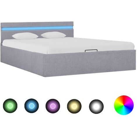 Giroletto con Contenitore e LED Grigio Chiaro Tessuto 120x200cm vidaXL