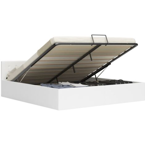 Giroletto con Contenitore Idraulico Bianco Similpelle 160x200 cm vidaXL