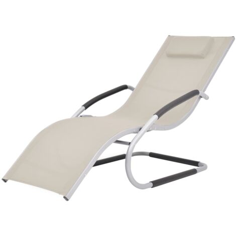 vidaXL Lettino Prendisole con Cuscino in Alluminio e Textilene Crema (1/5)