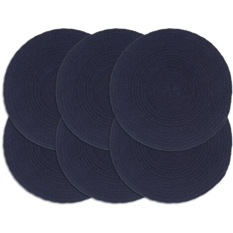 Tovagliette 6 pz Blu Marino Neutro 38 cm Rotonde in Cotone vidaXL