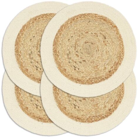 vidaXL Tovagliette 4 pz Naturale Neutro 38 cm Rotonde in Juta e Cotone