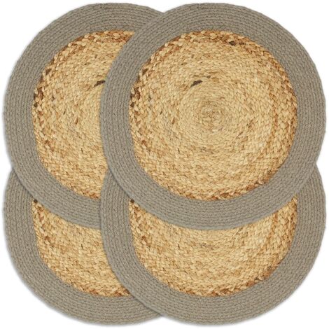 Tovagliette 4 pz Naturale e Grigio 38 cm in Juta e Cotone vidaXL