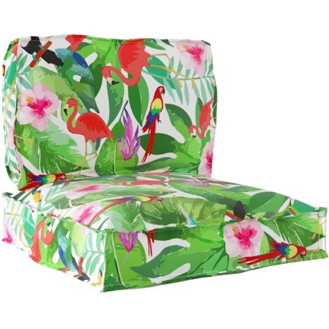 vidaXL Set di Cuscini per Pallet Floreale 2 pcs Giungla tropicale