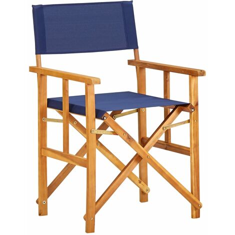 vidaXL Sedia da Regista in Legno Massello di Acacia Blu