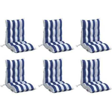 vidaXL Cuscini Sedia Schienale Basso 6 pz a Righe Blu e Bianche Oxford