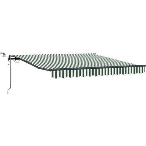 vidaXL Tenda retrattile Verde e Bianco 350 x 250 cm Poliestere (1/5)
