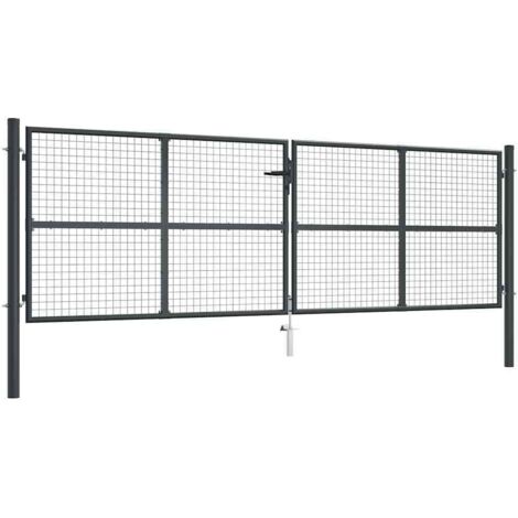 Cancello per Giardino in Acciaio Zincato Grigio 400x175 cm
