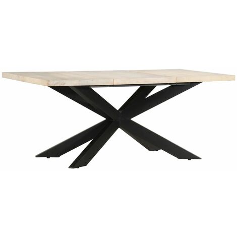 Tavolo da Pranzo 180x90x76 cm in Massello di Mango Sbiancato vidaXL (1/5)