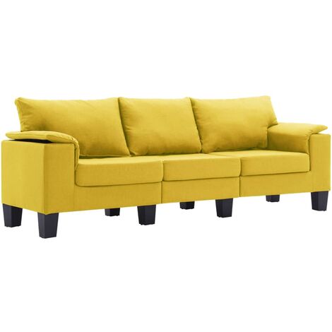 mewmewcat Divano a 3 Posti in Stoffa Imbottito 172x70x82cm Giallo