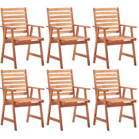 vidaXL Sedie da Pranzo da Esterni 6 pz in Legno Massello di Acacia