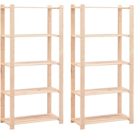 vidaXL Scaffali a 5 Livelli 2 pz 80x38x170 cm in Massello Pino 250 kg