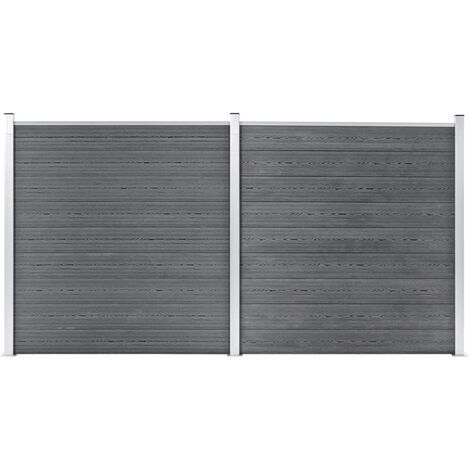 vidaXL Pannello di Recinzione in WPC 353x186 cm Grigio