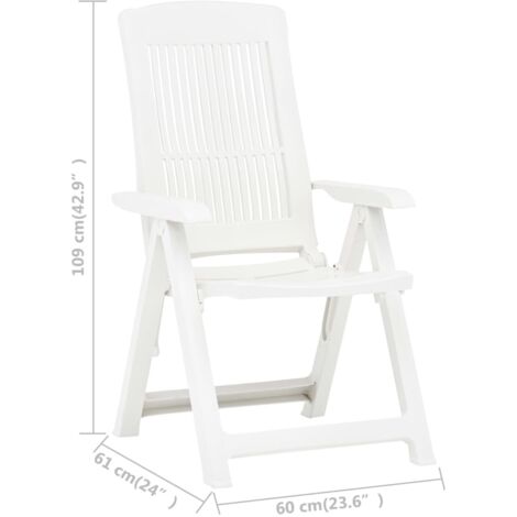Garden Reclining Chairs 2 pcs Plastic White vidaXL