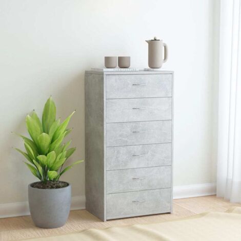 vidaXL Credenza 6 Cassetti Grigio Cemento 50x34x96cm Legno Multistrato (1/6)