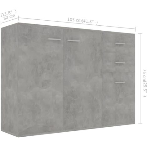 Credenza Grigio Cemento 105x30x75 cm in Legno Multistrato vidaXL
