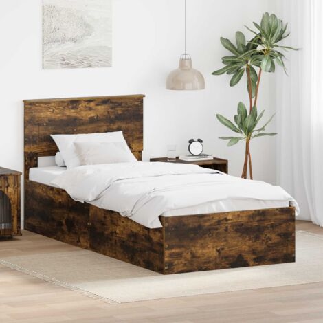vidaXL Struttura del letto Rovere fumé 75 x 190 cm Legno multistrato