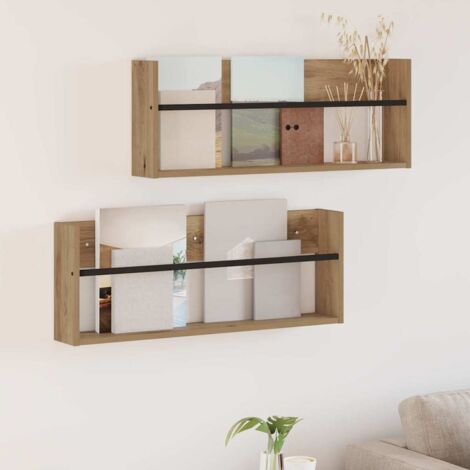 vidaXL Scaffale per riviste 2 pcs Rovere artigianale 80 x 12 x 30 (1/5)