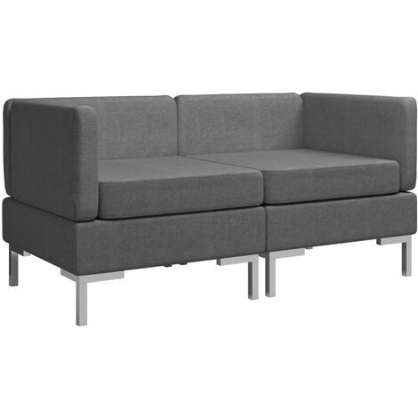 vidaXL 2X Panche Set in Giunco Grigio Divanetti Cassapanche Sedute Salotto
