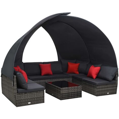 Set Divano Giardino 9 pz e Baldacchino in Polyrattan Antracite vidaXL (1/5)