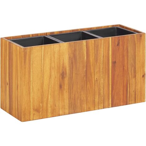 Letto Rialzato da Giardino con 3 Vasi in Legno Massello d'Acacia vidaXL (1/5)