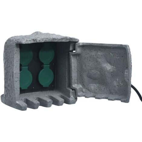 Presa da Esterno 4 Spine Resistente all'Acqua Poliresina Grigia vidaXL