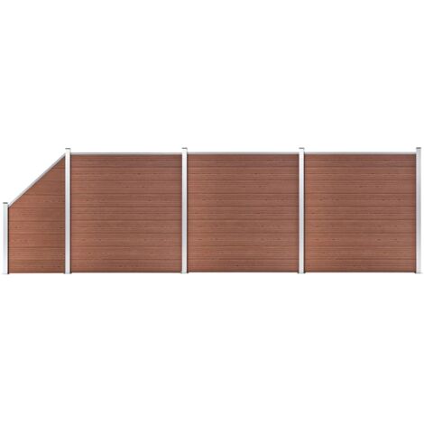 vidaXL Pannelli Recinzione 3 Quadrati 1 Inclinato 619x186cm Marrone