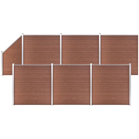 vidaXL Pannelli Recinzione 6 Quadrati 1 Inclinato 1138x186cm Marrone