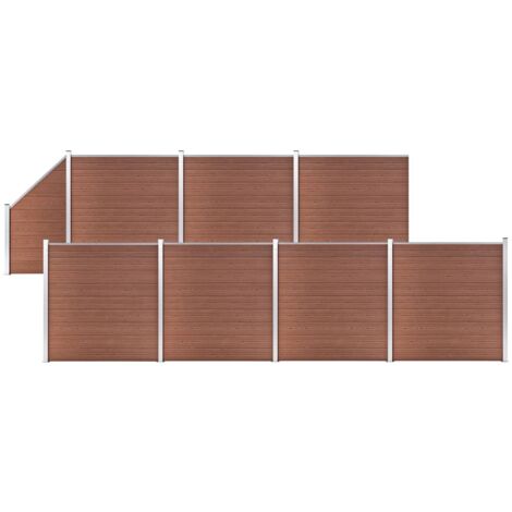 vidaXL Pannelli Recinzione 7 Quadrati 1 Inclinato 1311x186cm Marrone