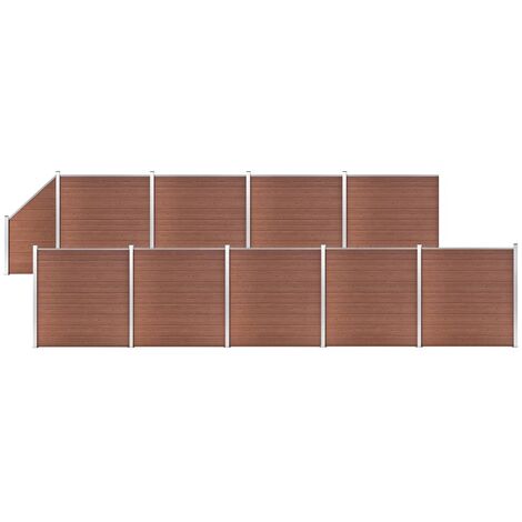vidaXL Pannelli Recinzione 9 Quadrati 1 Inclinato 1657x186cm Marrone