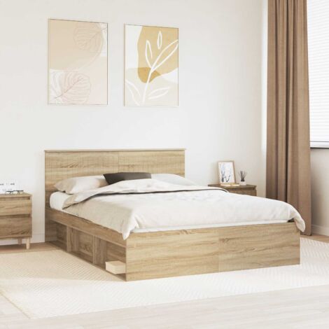 Struttura del letto Rovere Sonoma 150 x 200 cm Pino massello vidaXL (1/5)