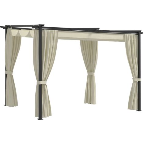 vidaXL Gazebo con Tende 3x3 m Crema in Acciaio (1/10)