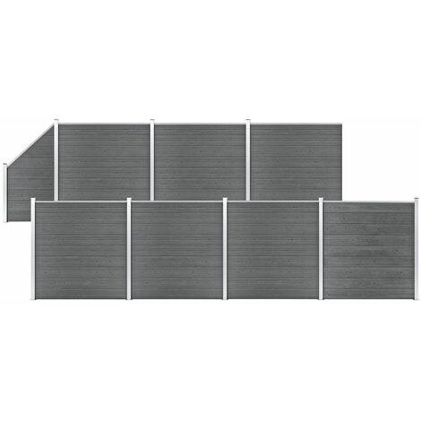 vidaXL Pannelli Recinzione WPC 7 Quadrati 1 Inclinato 1311x186cm Grigi