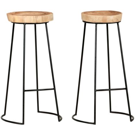 Sgabelli da Bar 2 pz in Legno Massello di Acacia vidaXL (1/5)