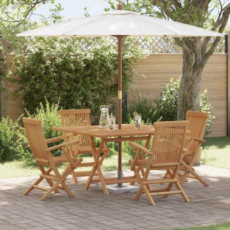 Set da Pranzo per Giardino Marrone Legno Teak Massello vidaXL (1/5)