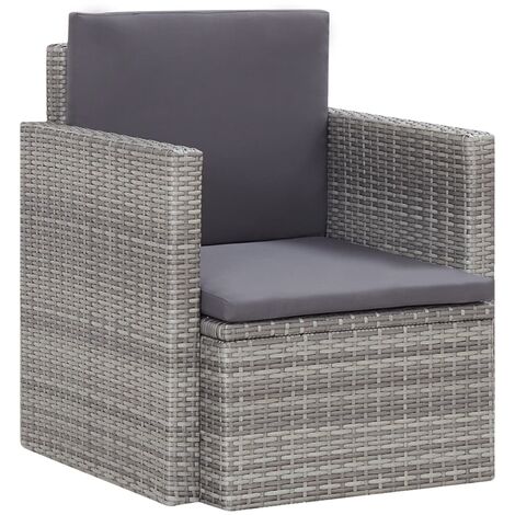 Sedia da Giardino con Cuscini in Polyrattan Grigio vidaXL (1/5)