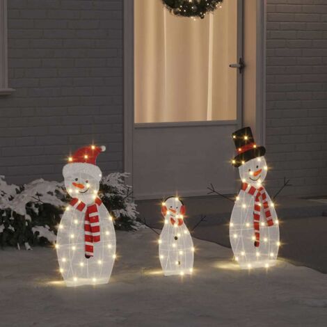 Familia di Pupazzi di Neve Illuminati 3 pcs Bianco caldo vidaXL (1/5)