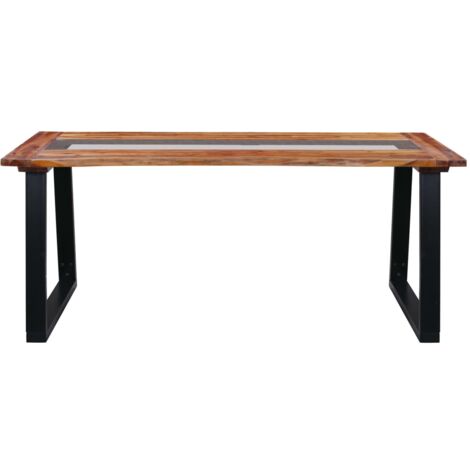 Tavolo da Pranzo 180x90x75 cm in Legno Massello Acacia e Vetro vidaXL