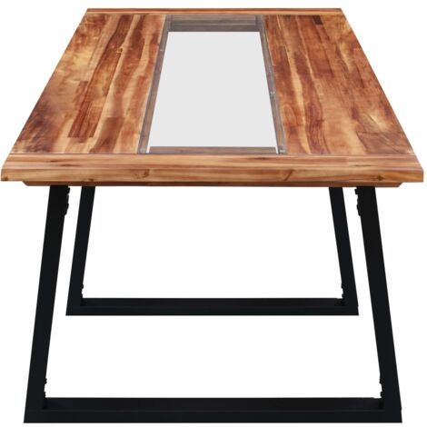 Tavolo da Pranzo 180x90x75 cm in Legno Massello Acacia e Vetro vidaXL