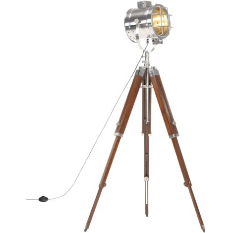 Lampada da terra Woodrow treppiede legno scuro/nero, H 130 cm, E27