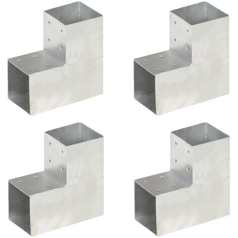 Connettori Pali a Forma di L 4 pz in Metallo Zincato 101x101 mm vidaXL