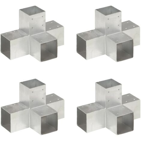 vidaXL Connettori per Pali a Forma di X 4 pz in Metallo Zincato 91x91 mm