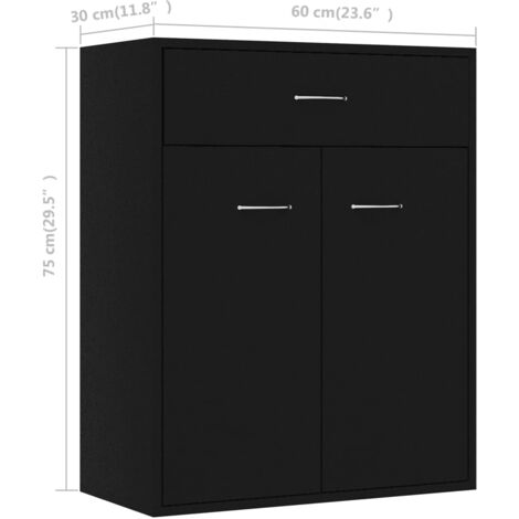 Buffet Noir 60x30x75 cm Aggloméré