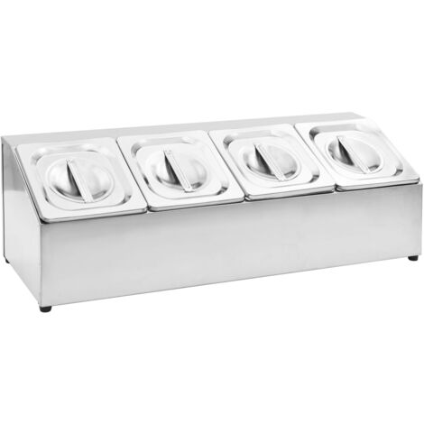 vidaXL Supporto Gastronorm con 4 Contenitori GN 1/6 in Acciaio Inox