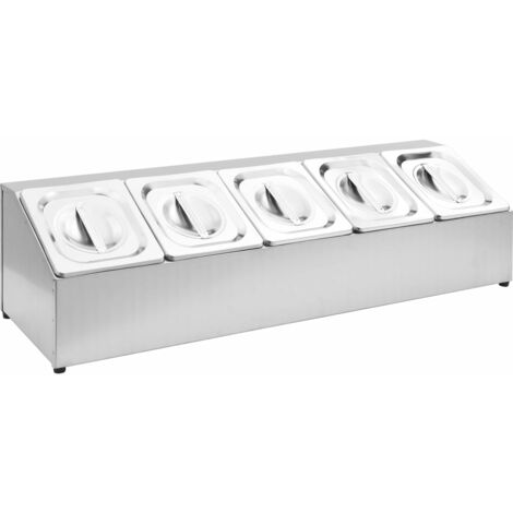vidaXL Supporto Gastronorm con 5 Contenitori GN 1/6 in Acciaio Inox