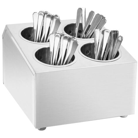vidaXL Portaposate con 4 Inserti Quadrato in Acciaio Inox