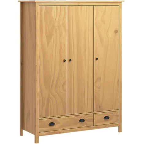 vidaXL Armadio a 3 Ante Hill 127x50x170cm Legno Massello di Pino