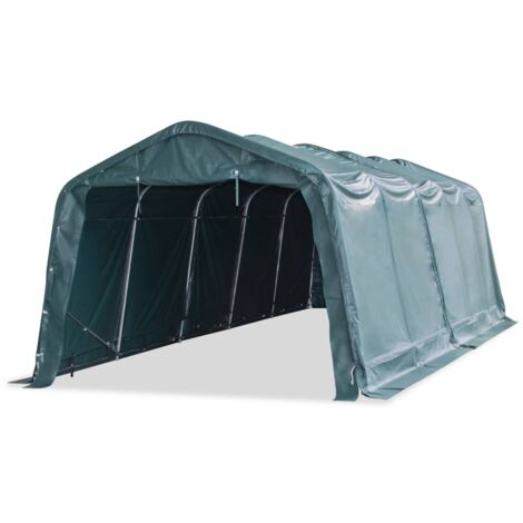 Tendone Bestiame Rimovibile PVC 550 g/m² 3,3x8 m Verde Scuro vidaXL